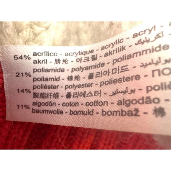 ZARA Small Knit Sweater Red & Cream Ribbed Crewneck Acrylic Blend - Picture 10 of 11